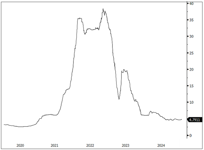 Figure 4. Lithium Posts Modest Gains in Mixed Market (2020-2024)