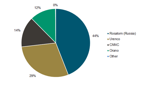 Figure 2. World Enrichment Capacity 2022 (SWU)