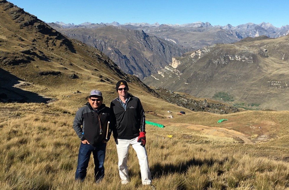 Reviewing a zinc-silver-tin discovery being delineated in the Andes in Central Peru with local geologists.